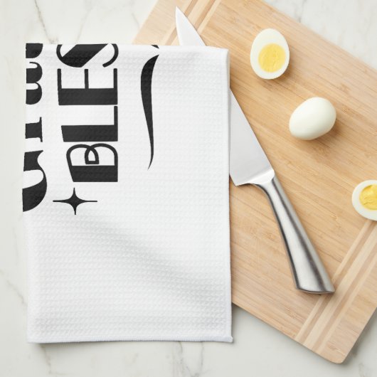 Dankbarer, dankbarer, gesegneter, funkelnder Ernte Geschirrtuch (Viertel Falte)