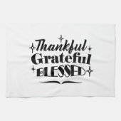 Dankbarer, dankbarer, gesegneter, funkelnder Ernte Geschirrtuch (Horizontal)