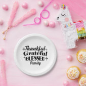 Dankbarer, dankbarer, gesegneter, funkelnder Ernte Pappteller (Party)