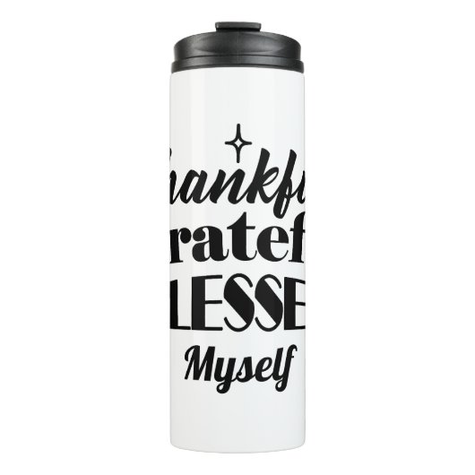 Dankbarer, dankbarer, gesegneter, funkelnder Ernte Thermosbecher (Vorderseite)