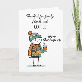Dankbarer Doodle mit Kaffee - Frohes Erntedankfest Karte