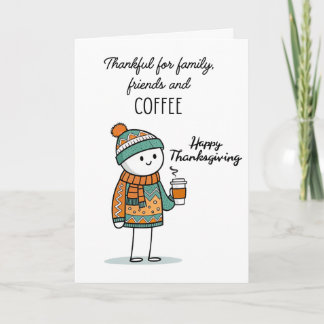 Dankbarer Doodle mit Kaffee - Frohes Erntedankfest Karte