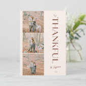 Dankbarer Erntedank Custom 3 Foto Feiertagskarte (Stehend Vorderseite)