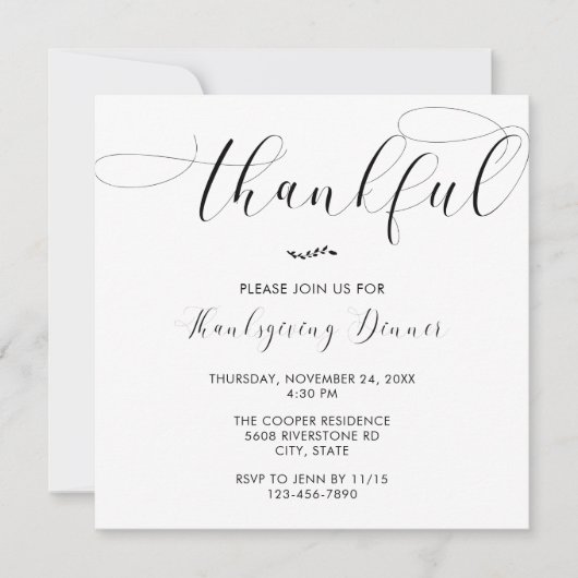 Dankbarer Erntedank Dinner Elegantes Einfaches Skr Einladung (Vorderseite)
