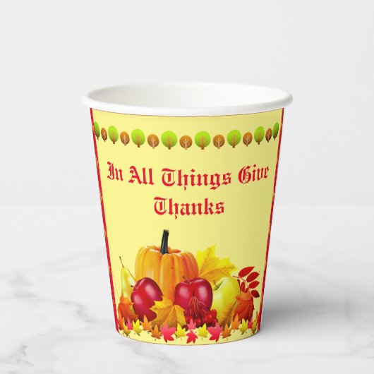 Dankbarer Erntedank Pappbecher (Rückseite)