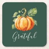Dankbarer Erntedank Pumpkin Green Rechteckiger Pappuntersetzer (Vorderseite)