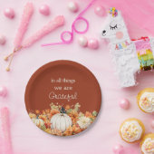 Dankbarer Erntedank Pumpkin Herbstlaub Pappteller (Party)