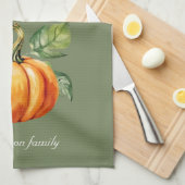 Dankbarer Erntedank Pumpkin Moss Green Geschirrtuch (Viertel Falte)