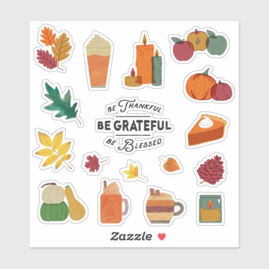 Dankbarer Erntedank Pumpkin Spice Sticker Pack (Blatt)