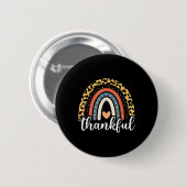Dankbarer Erntedank Rainbow Leopard Print Button (Vorne & Hinten)