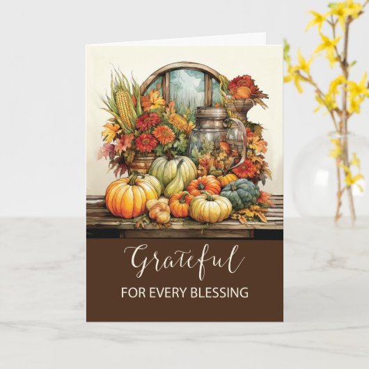 Dankbarer Erntedank Segen mit Stillleben Karte (Gelbe Blume)