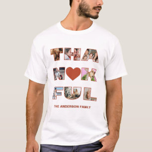 Dankbarer Erntedank Terracotta 8 Foto Collage T-Shirt