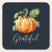 Dankbarer Erntedank Watercolor Pumpkin Rechteckiger Pappuntersetzer (Vorderseite)