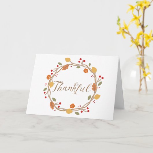 Dankbarer Fall Wreath Erntedank Gruß Karte (Gelbe Blume)