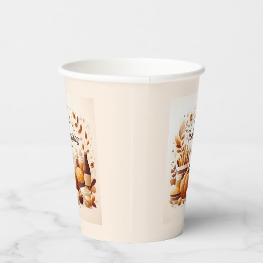 Dankbarer festlicher Erntedank Pappbecher (Rechts)