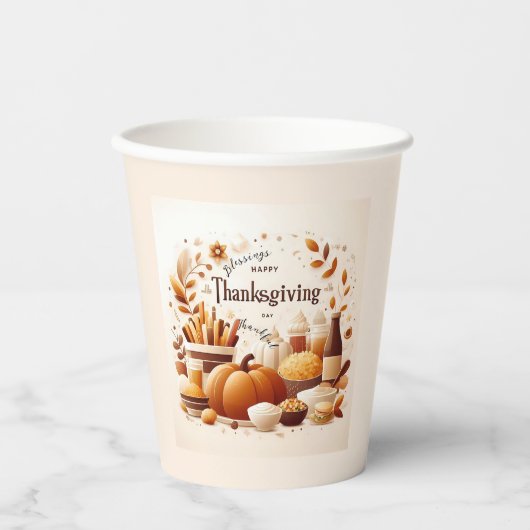 Dankbarer festlicher Erntedank Pappbecher (Vorderseite)