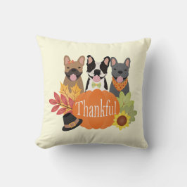 Dankbarer französischer Bulldogs-Erntedank Kissen