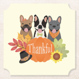 Dankbarer französischer Bulldogs-Erntedank Untersetzer