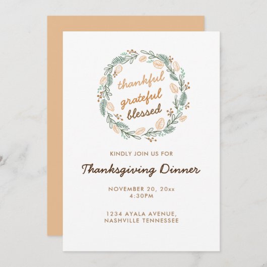 Dankbarer, gesegneter Erntedank Einladung (Vorne/Hinten)