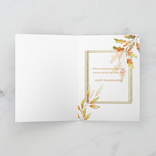 Dankbarer, gesegneter Erntedank Karte (Innenseite)