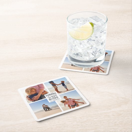 Dankbarer, gesegneter Foto Erntedank Rechteckiger Pappuntersetzer (Vor Ort)