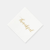 Dankbarer Gold Script Minimalistischer Erntedank Serviette (Ecke)