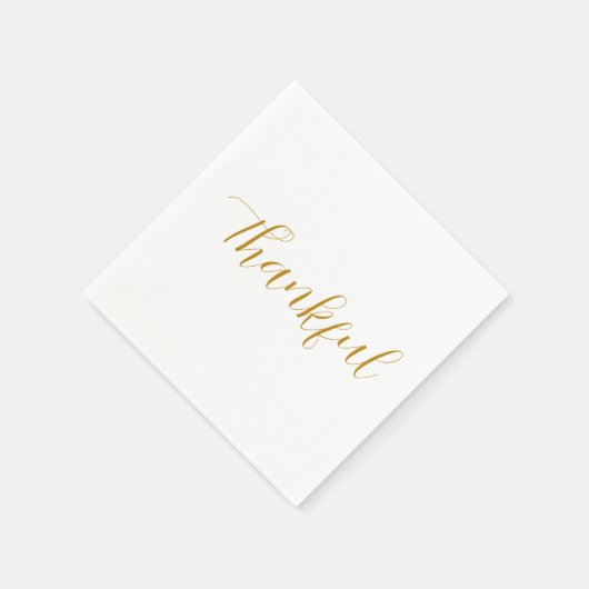 Dankbarer Gold Script Minimalistischer Erntedank Serviette (Ecke)