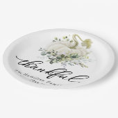 Dankbarer Greenery White Pumpkin Erntedank Pappteller (Schrägansicht)