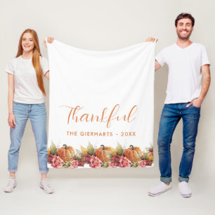 Dankbarer Herbst Kürbis Thanksgiving Fleecedecke