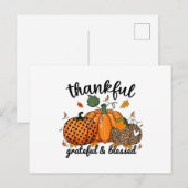 Dankbarer Kürbis dankbar und gesegnet Postkarte (Vorne/Hinten)