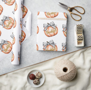 Dankbarer Kürbis mit gepunkteter Schleife Geschenkpapier