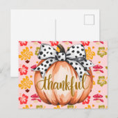 Dankbarer Kürbis mit gepunkteter Schleife Postkarte (Vorne/Hinten)
