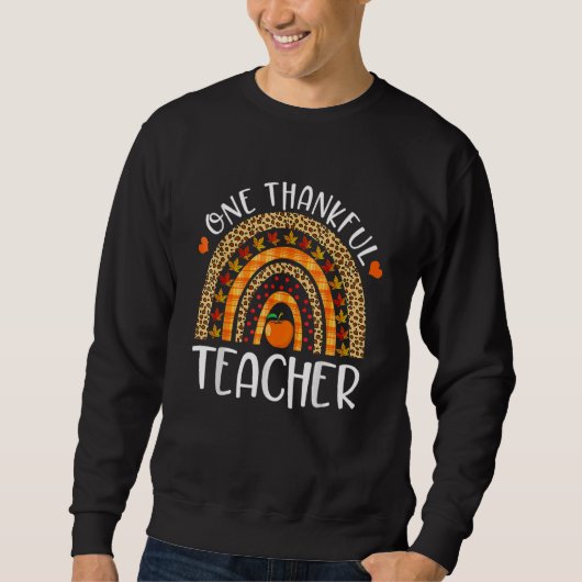 Dankbarer Lehrer Erntedankfest Regenbogen Leopard Sweatshirt (Vorderseite)