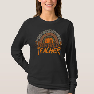 Dankbarer Lehrer Regenbogen Kürbis Retro Erntedan T-Shirt