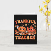 Dankbarer Lehrer Retro Groovy Erntedank Fall 1 Karte (Gelbe Blume)