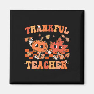 Dankbarer Lehrer Retro Groovy Erntedank Fall 1 Magnet