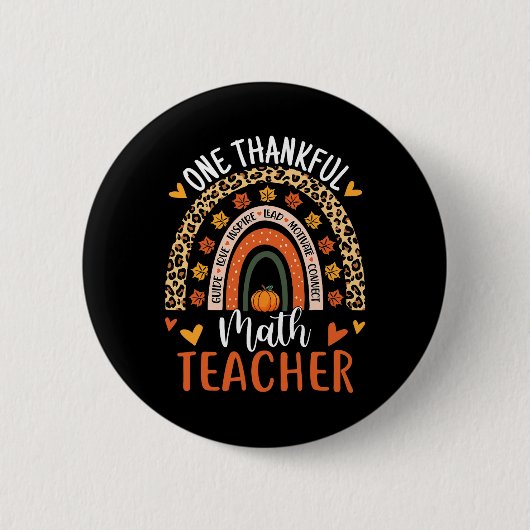 Dankbarer Mathe Teacher Fun Erntedank Rainbow Tee Button (Vorderseite)