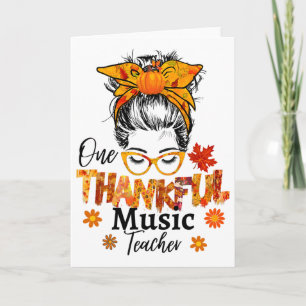 Dankbarer Musiklehrer Herbst Thanksgiving Unordent Karte