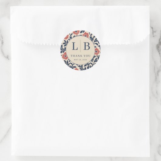 Dankbarer Navy-Blumenkreis Runder Aufkleber (Tasche)