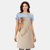 Dankbarer Orange Pumpkin Fall Foliage Erntedank Schürze (Getragen)