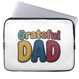 Dankbarer Papa Retro-Blasenbuchstabe-Shirt-Design_ Laptopschutzhülle