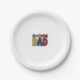Dankbarer Papa Retro-Blasenbuchstabe-Shirt-Design_ Pappteller