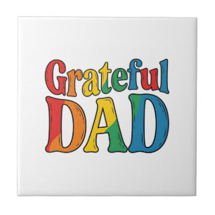 Dankbarer Papa Vintage Regenbogen-Typografie-Shirt Fliese