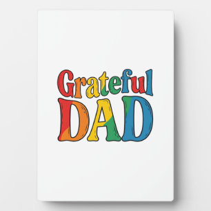 Dankbarer Papa Vintage Regenbogen-Typografie-Shirt Fotoplatte