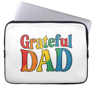 Dankbarer Papa Vintage Regenbogen-Typografie-Shirt Laptopschutzhülle