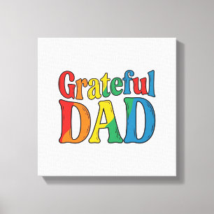 Dankbarer Papa Vintage Regenbogen-Typografie-Shirt Leinwanddruck