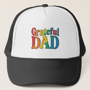 Dankbarer Papa Vintage Regenbogen-Typografie-Shirt Truckerkappe