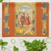 Dankbarer Pilger-Erntedank auf Orange Geschirrtuch (Gefaltet)