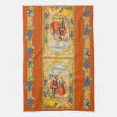 Dankbarer Pilger-Erntedank auf Orange Geschirrtuch (Vertikal)