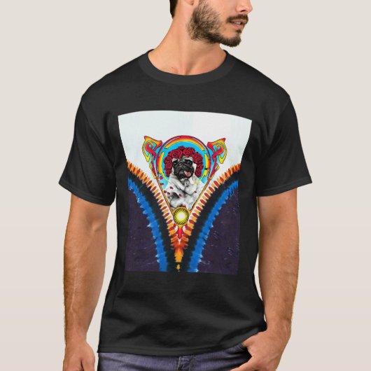 DANKBARER PUG TYE DYE 357 T-Shirt (Vorderseite)